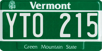 VT license plate YTO215