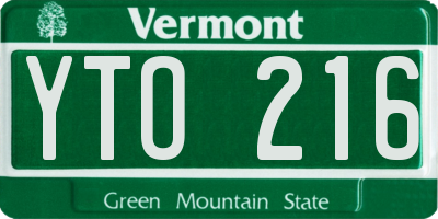 VT license plate YTO216