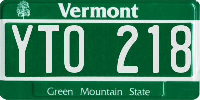 VT license plate YTO218