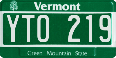 VT license plate YTO219