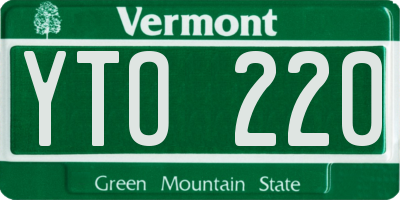 VT license plate YTO220
