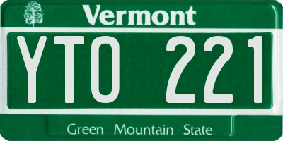 VT license plate YTO221