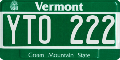 VT license plate YTO222