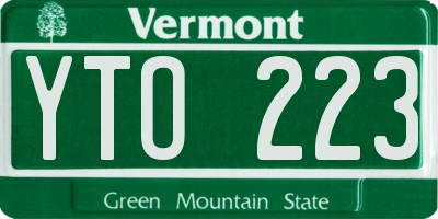 VT license plate YTO223