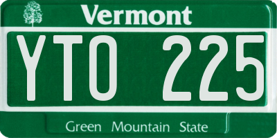 VT license plate YTO225