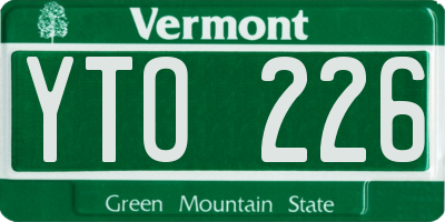 VT license plate YTO226