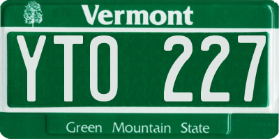 VT license plate YTO227