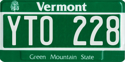 VT license plate YTO228