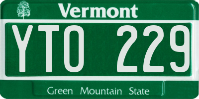 VT license plate YTO229