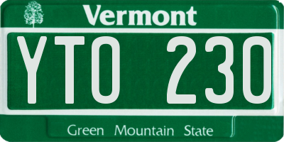 VT license plate YTO230