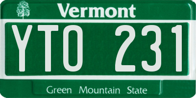 VT license plate YTO231