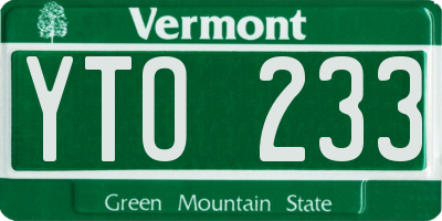 VT license plate YTO233