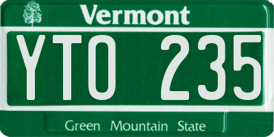 VT license plate YTO235