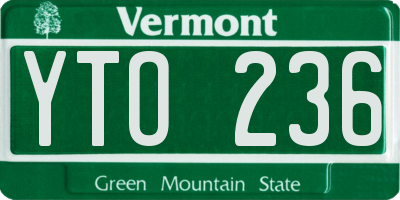 VT license plate YTO236
