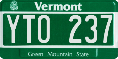 VT license plate YTO237