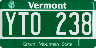 VT license plate YTO238