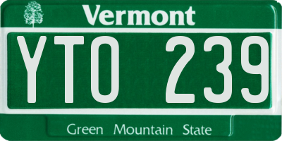VT license plate YTO239