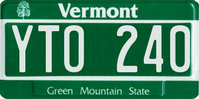 VT license plate YTO240