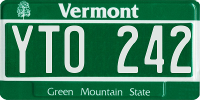 VT license plate YTO242