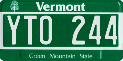 VT license plate YTO244