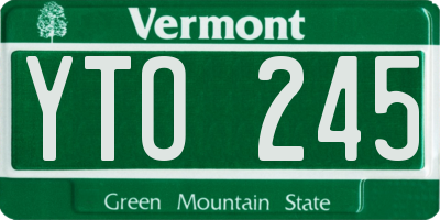 VT license plate YTO245