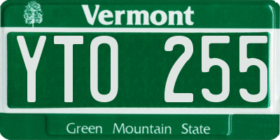 VT license plate YTO255