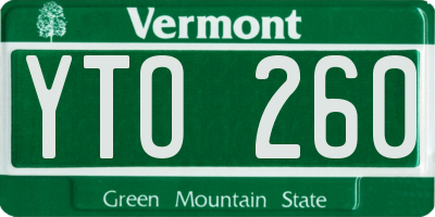 VT license plate YTO260