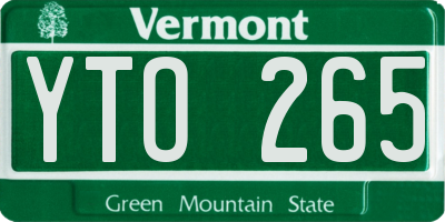 VT license plate YTO265