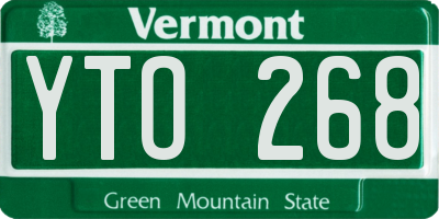 VT license plate YTO268