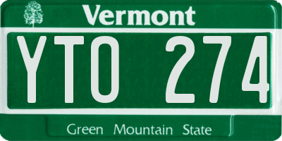 VT license plate YTO274