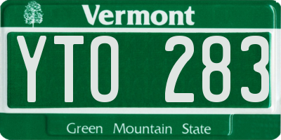 VT license plate YTO283