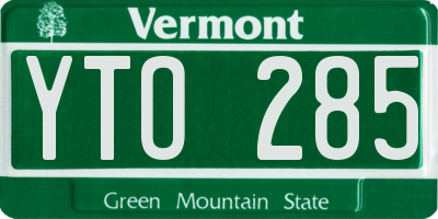 VT license plate YTO285