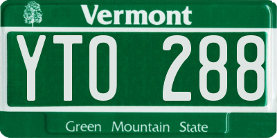 VT license plate YTO288