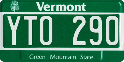 VT license plate YTO290