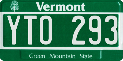 VT license plate YTO293