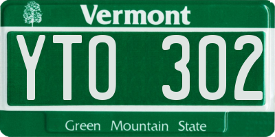 VT license plate YTO302