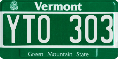 VT license plate YTO303