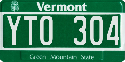 VT license plate YTO304