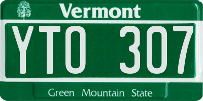VT license plate YTO307