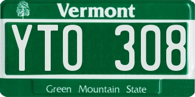 VT license plate YTO308