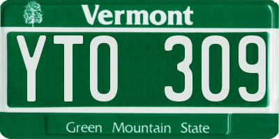 VT license plate YTO309
