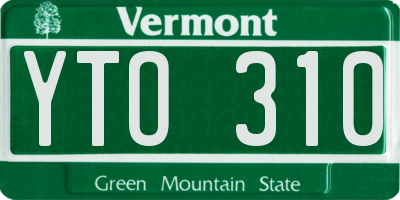 VT license plate YTO310