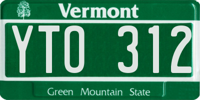 VT license plate YTO312