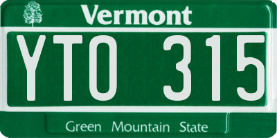 VT license plate YTO315