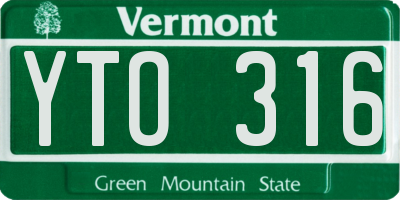 VT license plate YTO316
