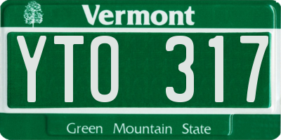 VT license plate YTO317