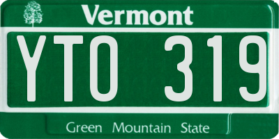VT license plate YTO319