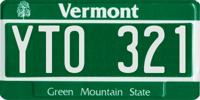 VT license plate YTO321