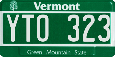 VT license plate YTO323