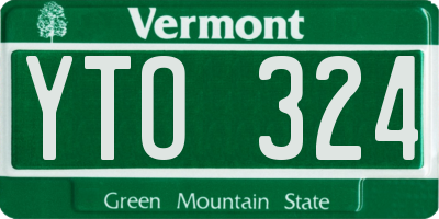 VT license plate YTO324